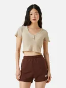 Ribbed Short Sleeves Cropped Top