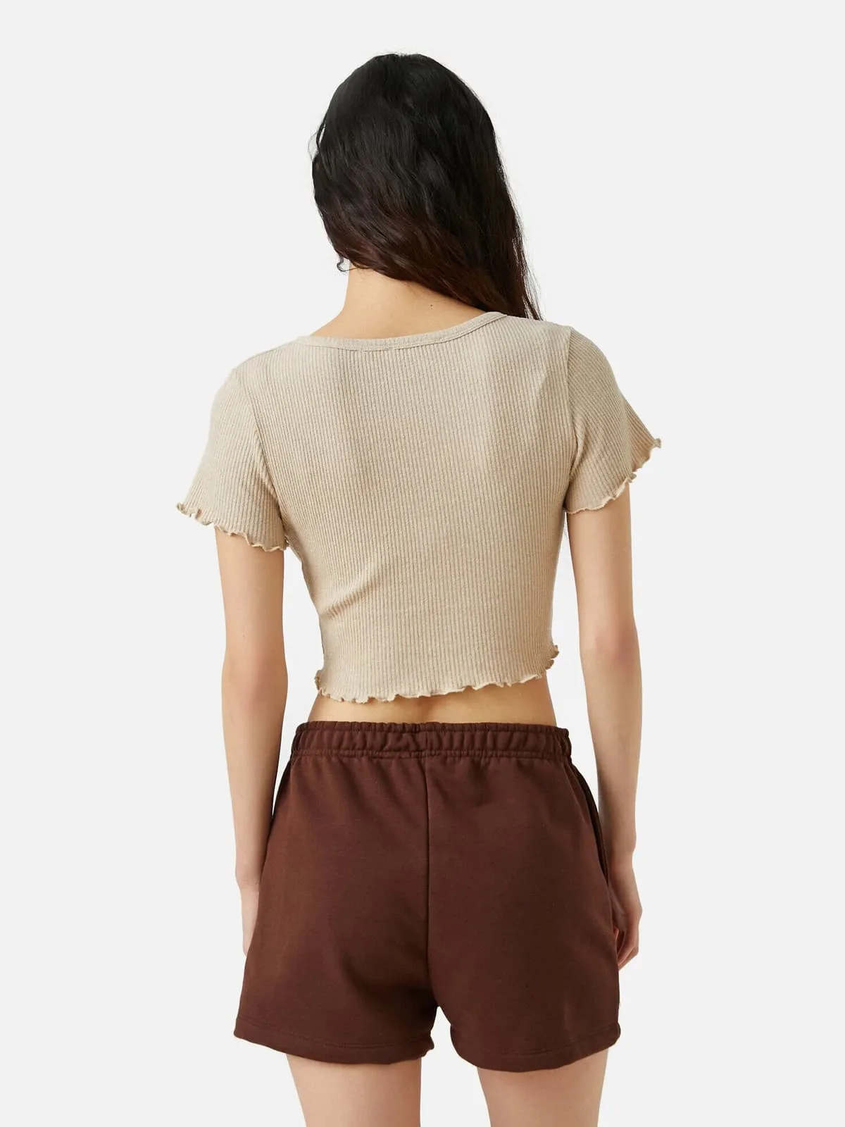 Ribbed Short Sleeves Cropped Top - Image 3