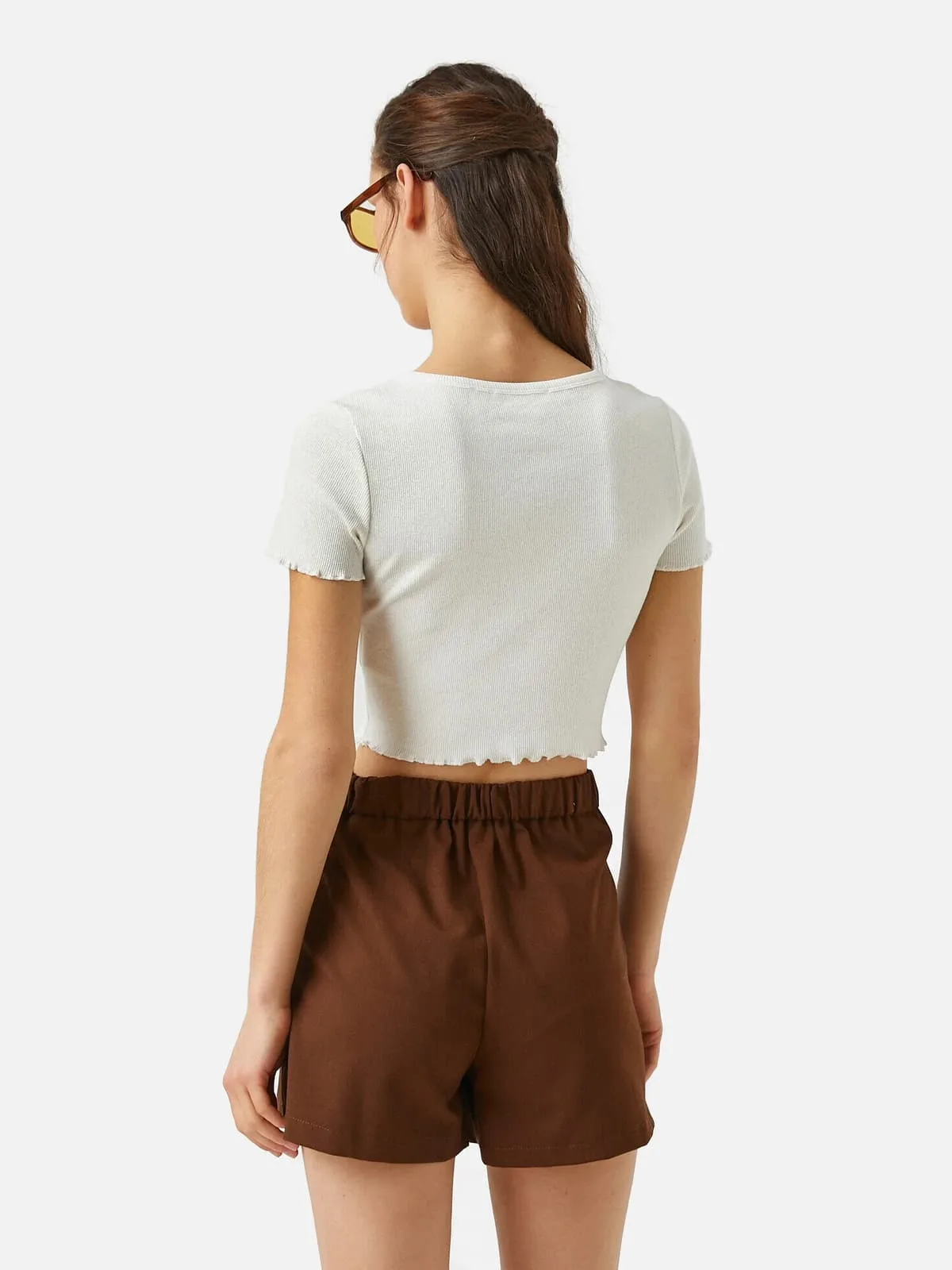 Ribbed Short Sleeves Cropped Top - Image 6