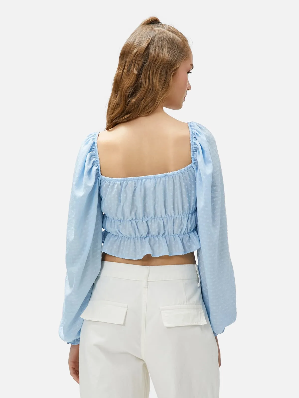 Balloon Sleeve Blouse - Square Neck - Image 3