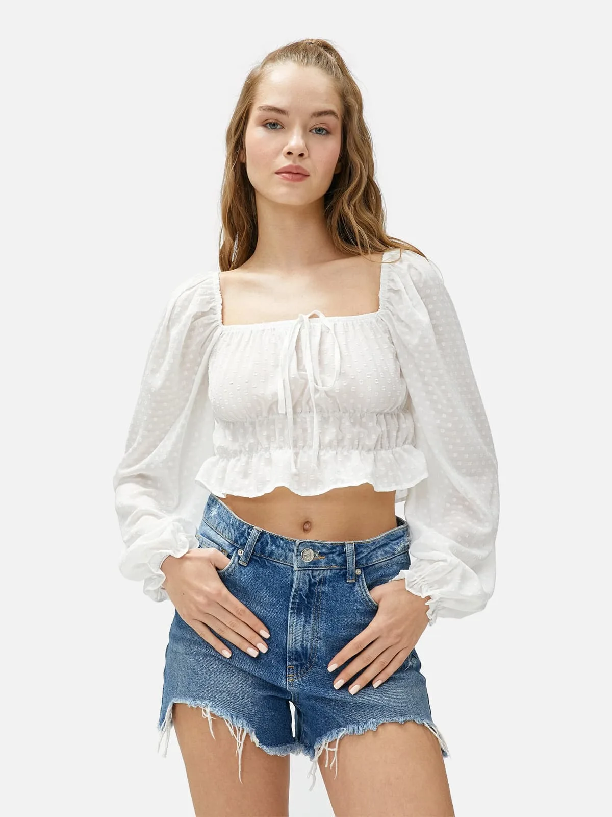 Balloon Sleeve Blouse - Square Neck - Image 4