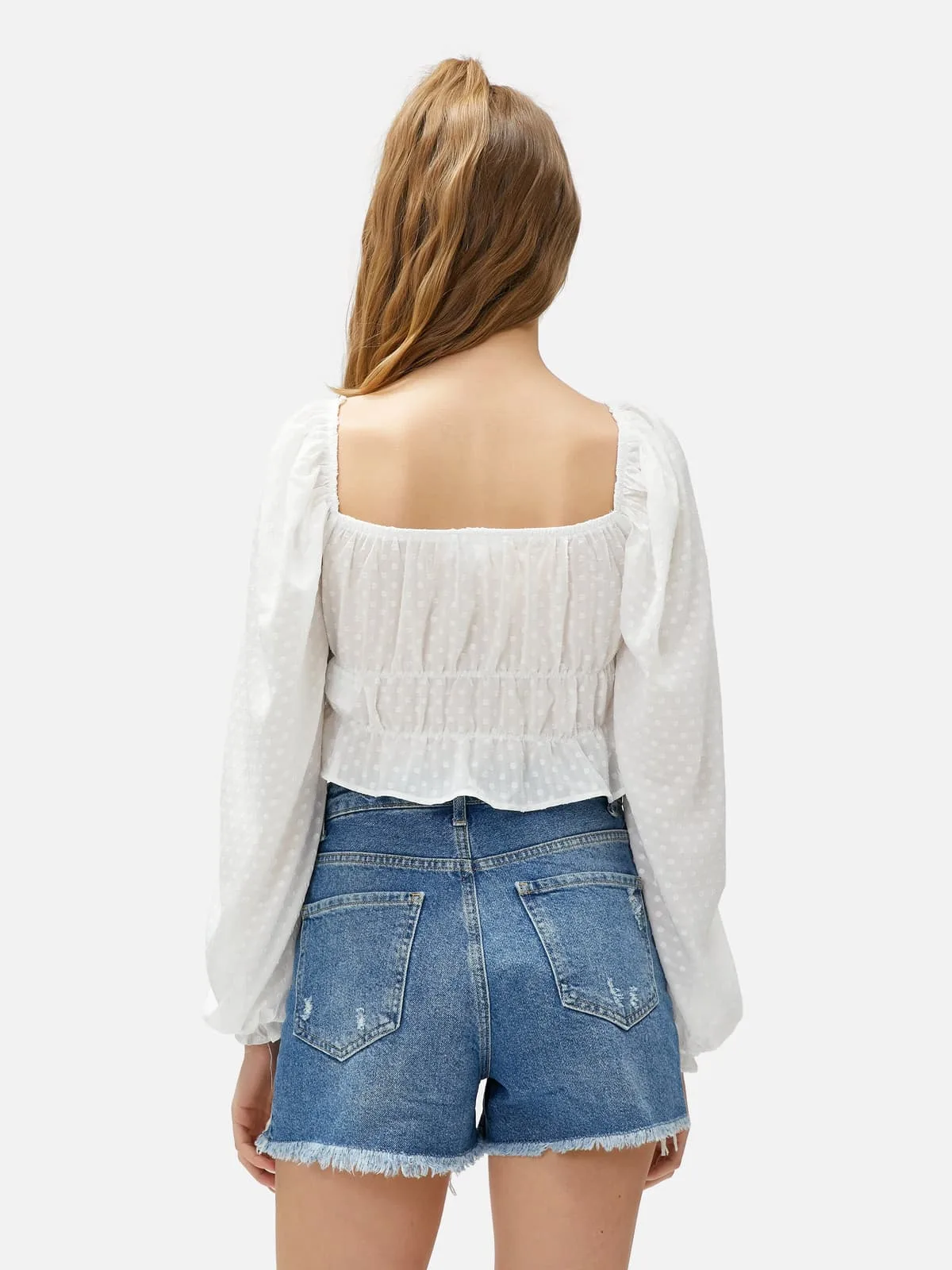 Balloon Sleeve Blouse - Square Neck - Image 6