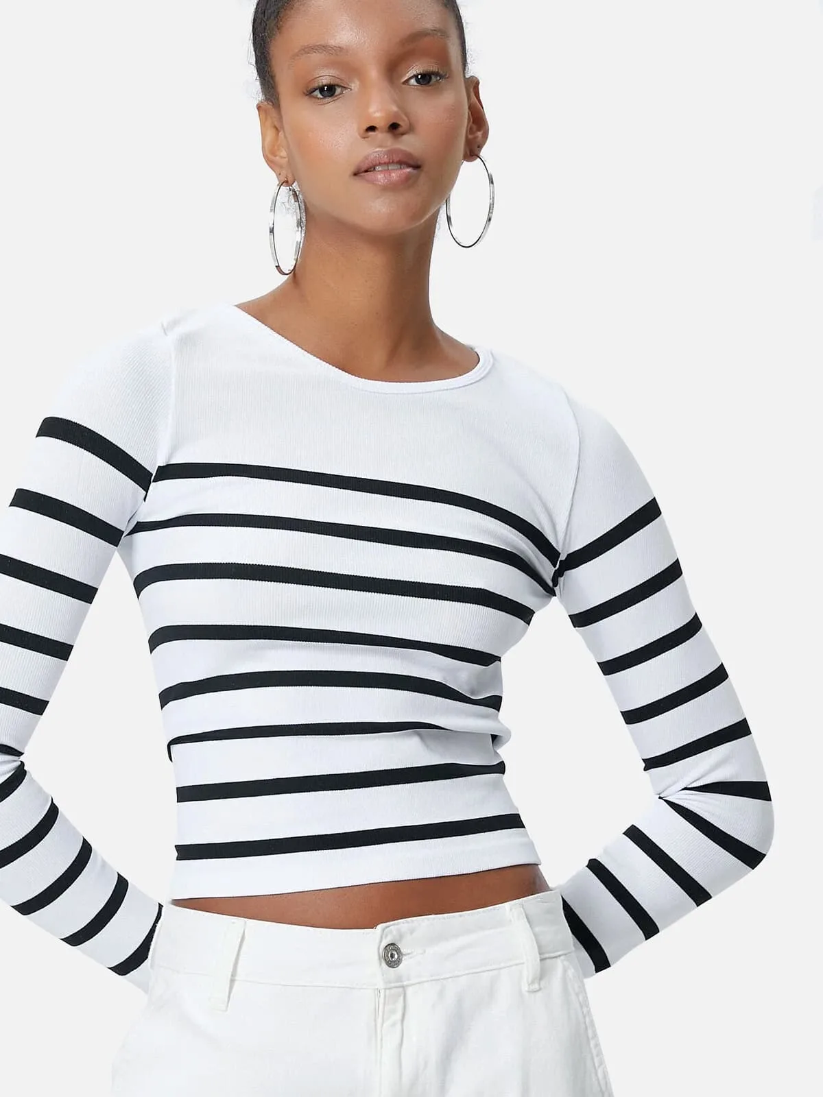 Cotton Long-Sleeve Striped T-shirt - Image 5