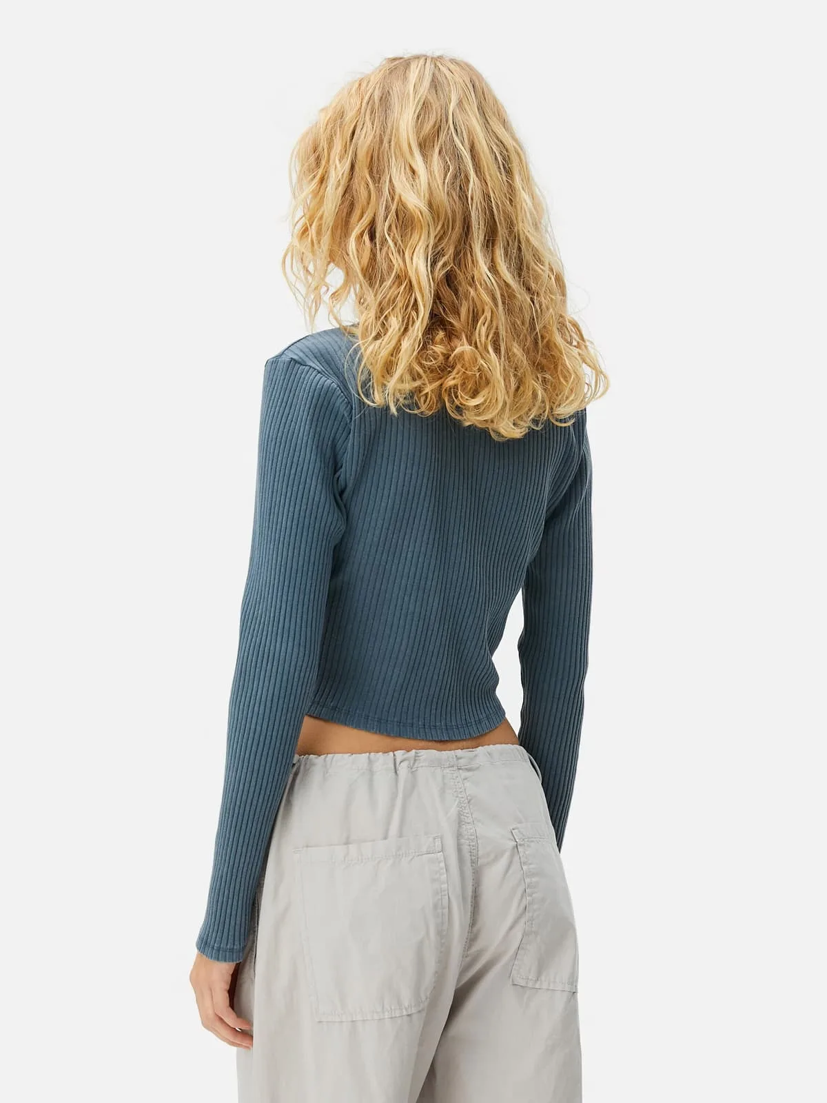 Cotton Long-Sleeve Crop T-shirt - Image 3