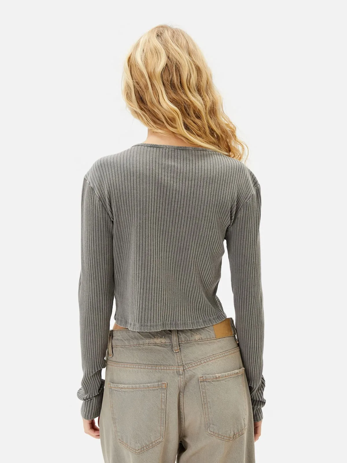 Cotton Long-Sleeve Crop T-shirt - Image 6